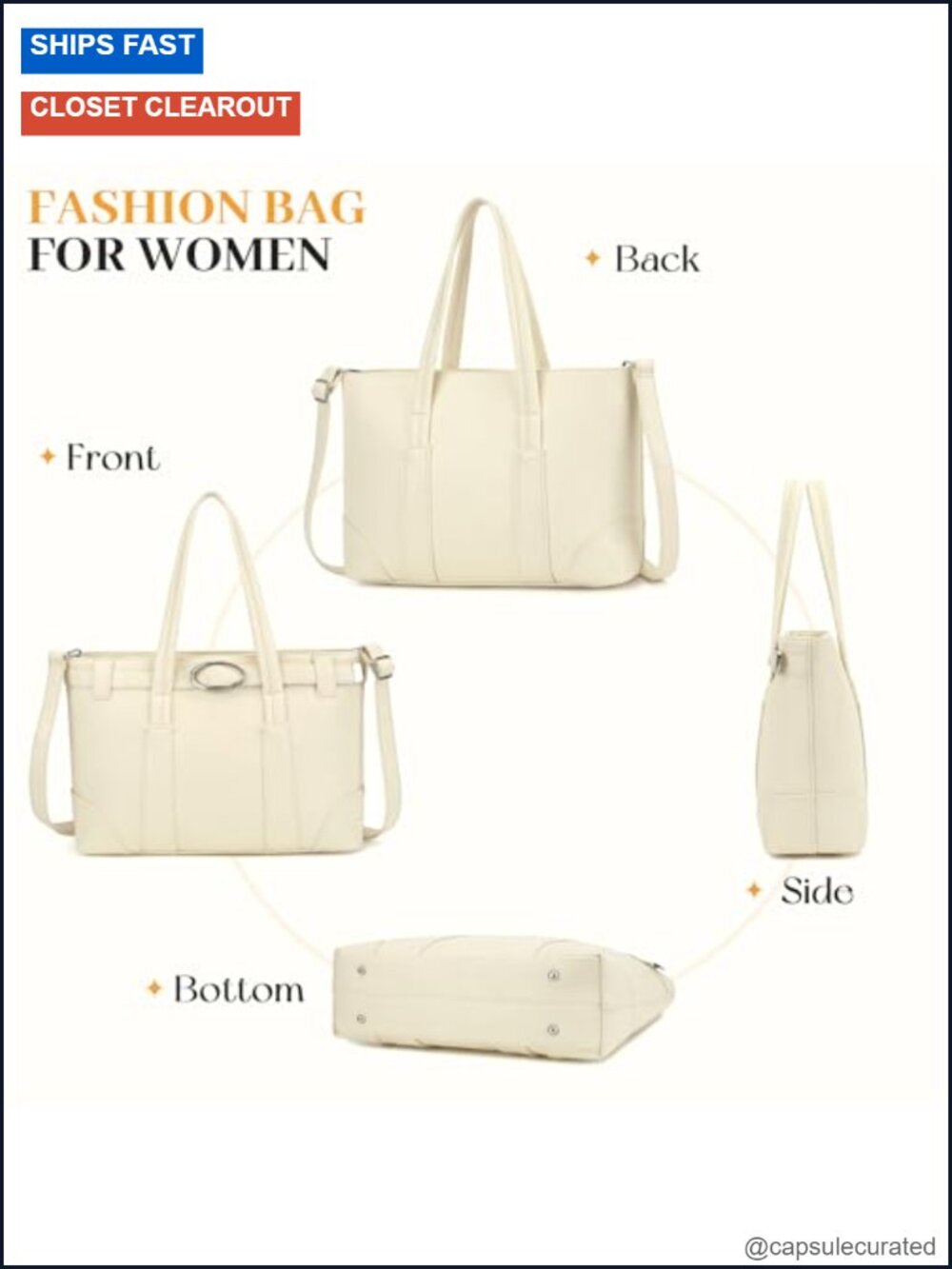 Large Vegan Leather Satchel Handbag Hobo Tote with Detachable Shoulder Strap - Picture 2 of 6